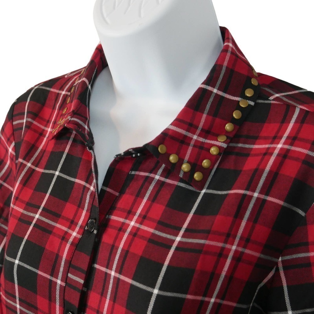 Venus Red Plaid Shirtdress Size 2 EUC - Picture 7 of 12